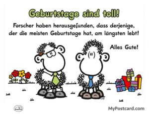 sheepworld Postkarte – "Geburtstage sind toll"