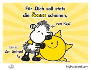 sheepworld Postkarte – "Für dich soll stets die Sonne scheinen"