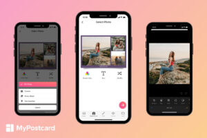 Step 2 in the postcard maker is selecting your photos and editing