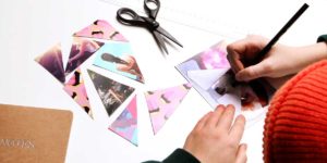 Fotos und Postkarten in verschiedene Formen schneiden