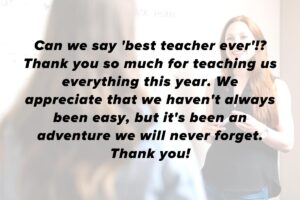 An example thank you message for a teacher