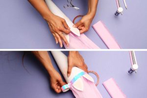 Krepp ankleben an Einhorn Schultüte