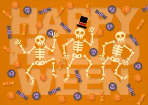 Skelette als Halloween Grüße versenden