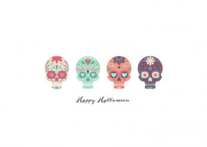 Bunte Skulls als Halloween Grüße