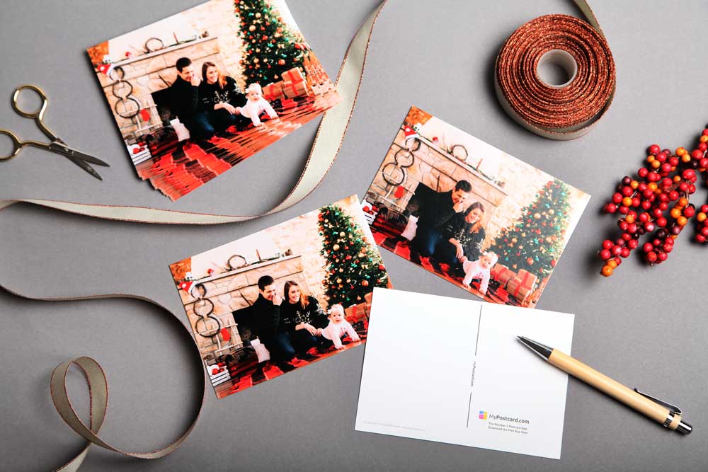 Mit MyPostcard schöne Weihnachtsgrüße für Weihnachtskarten gestalten im Set