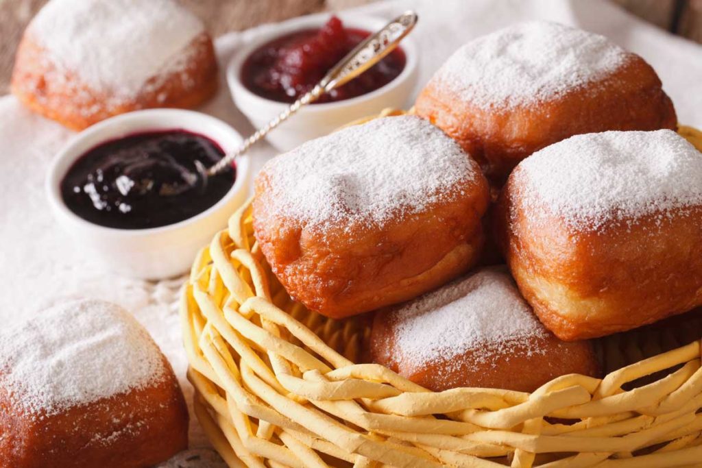 Beignets, a typical sweet dish from New Orleans, Louisiana