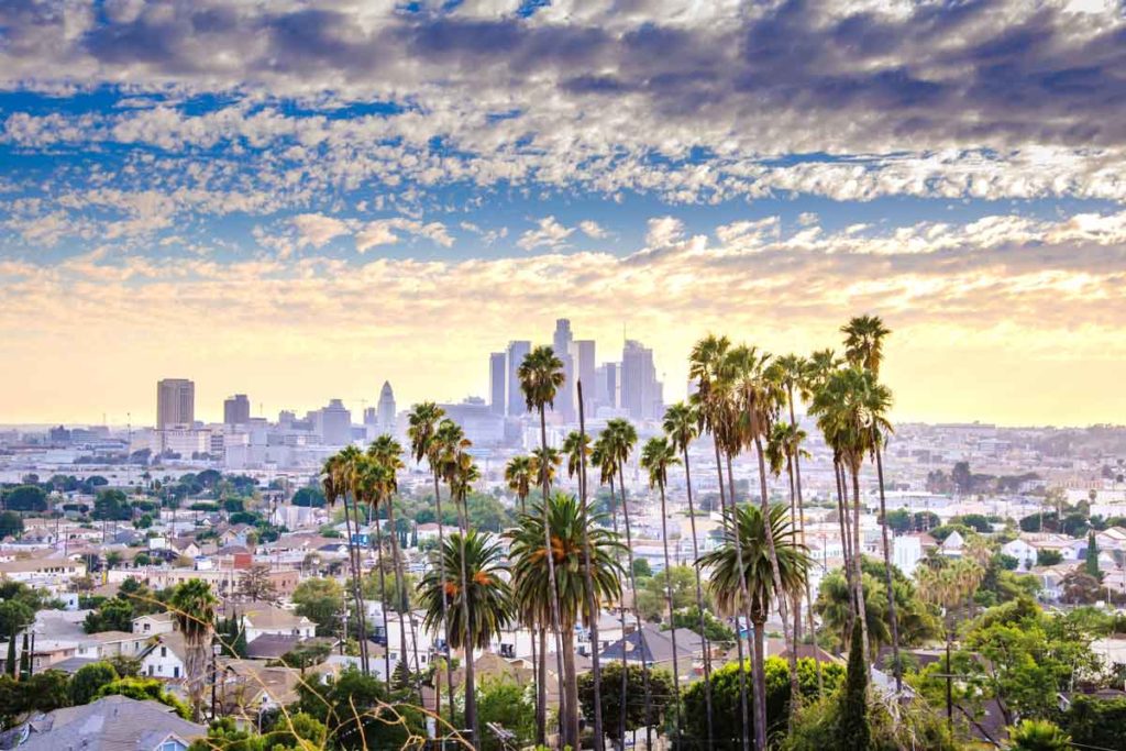 View of the Los Angeles skyline, California