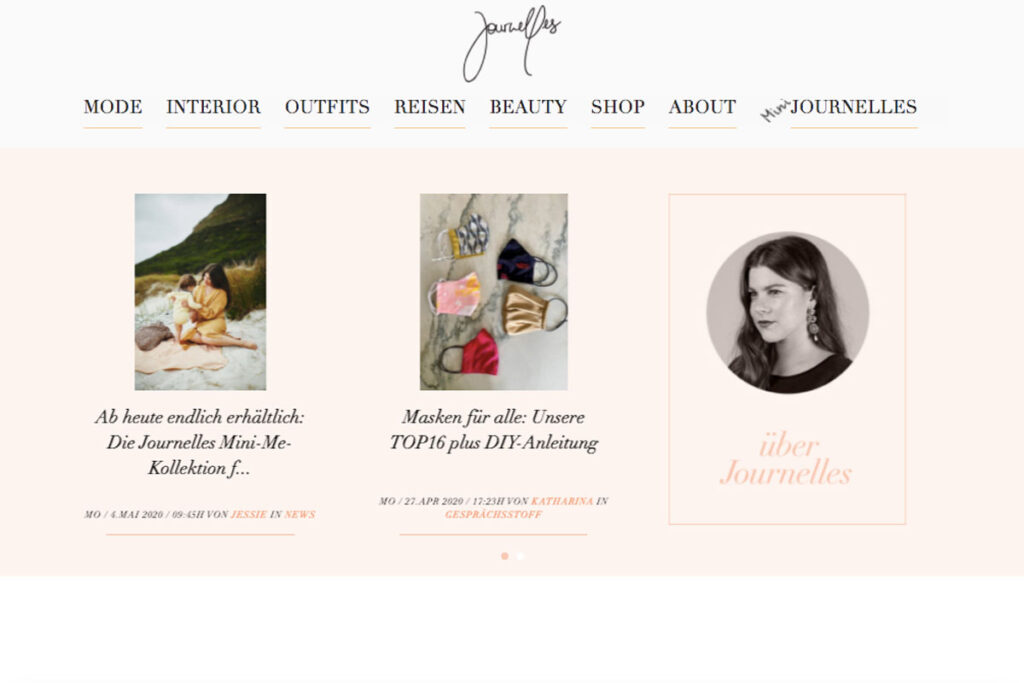 Blog Homepage von Journelles