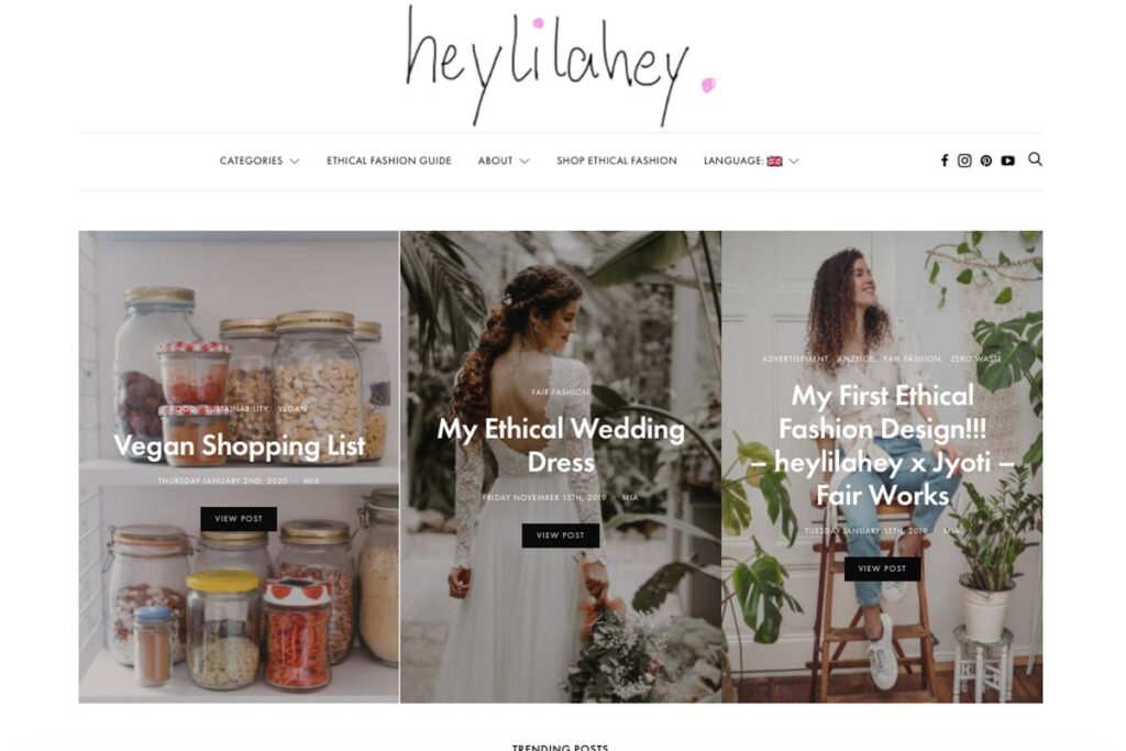 Der Home page von Heylilahey, eine inspirierende Blog
