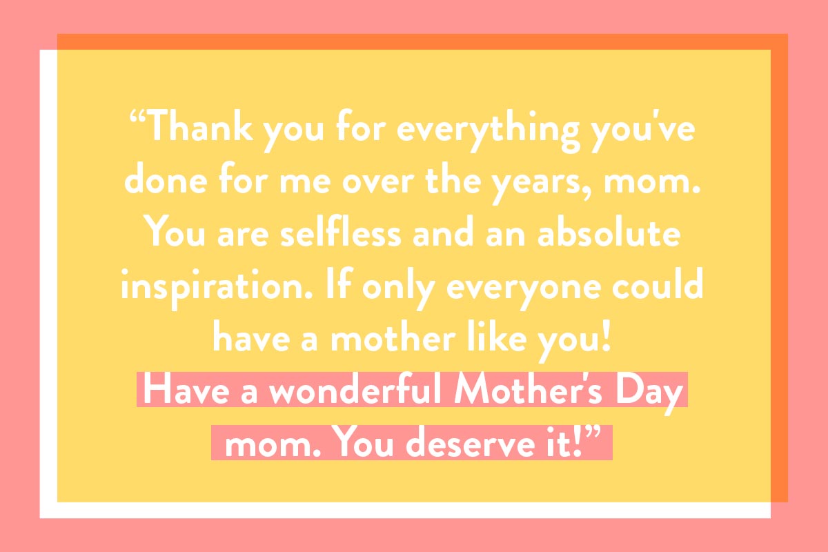 Happy Mother's Day card quote - 'thank you for everything' example