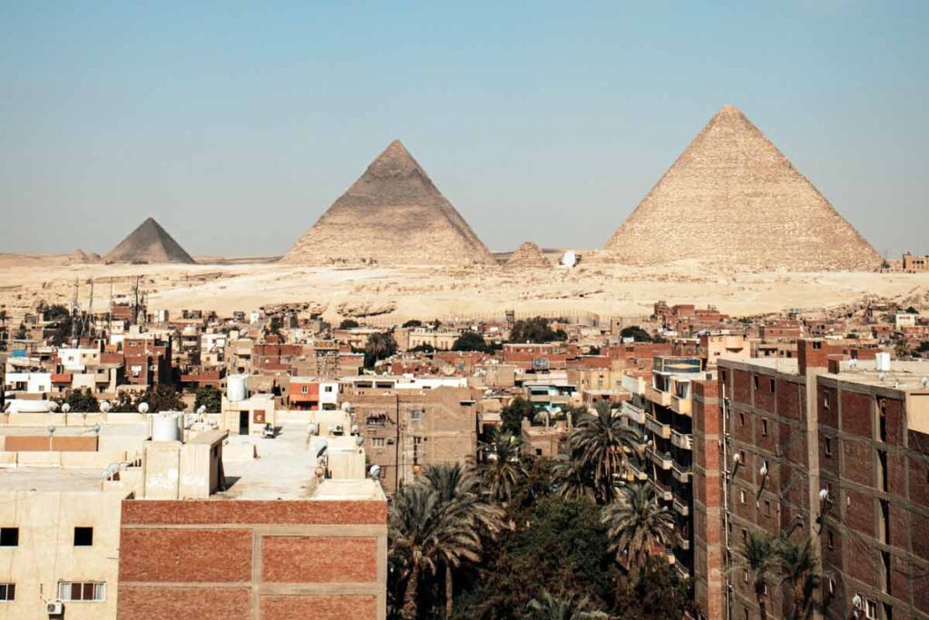 One of the top attractions in Africa are the Giza Pyramids featured here