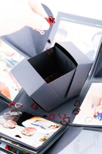 Innerhalb der DIY Explosionsbox wir mit Konfetti bestreut