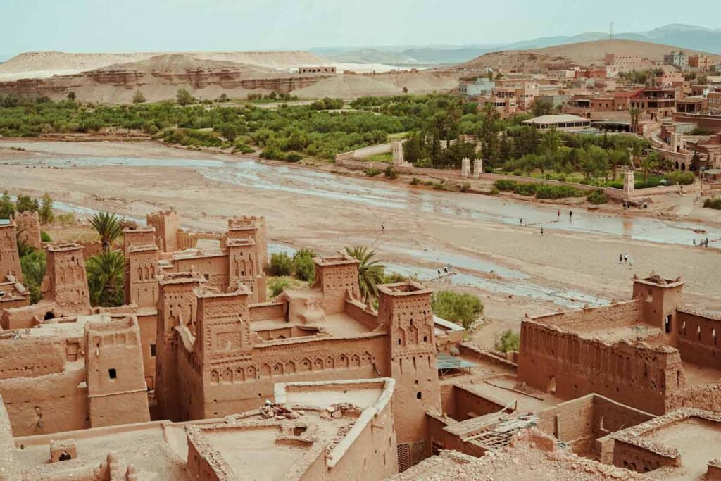 The sandy stone buildings of Aït-benhaddou is one of the locations for many famous films