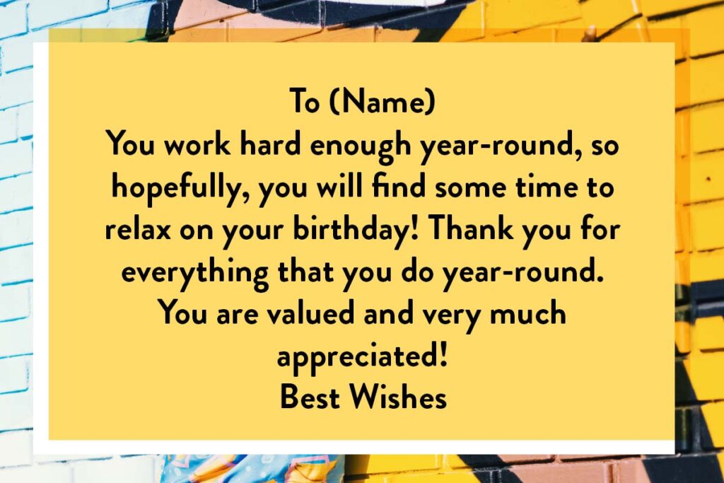 Example birthday wishes for an employee from the boss