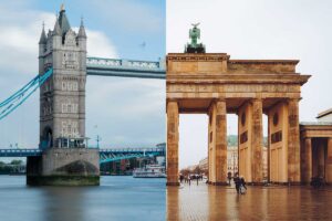 Ein Foto von die Brandenburger Tor neben den Tower of London