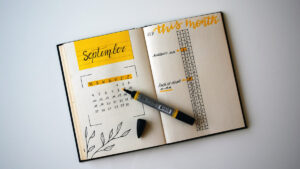 A DIY bullet point journal double spread page