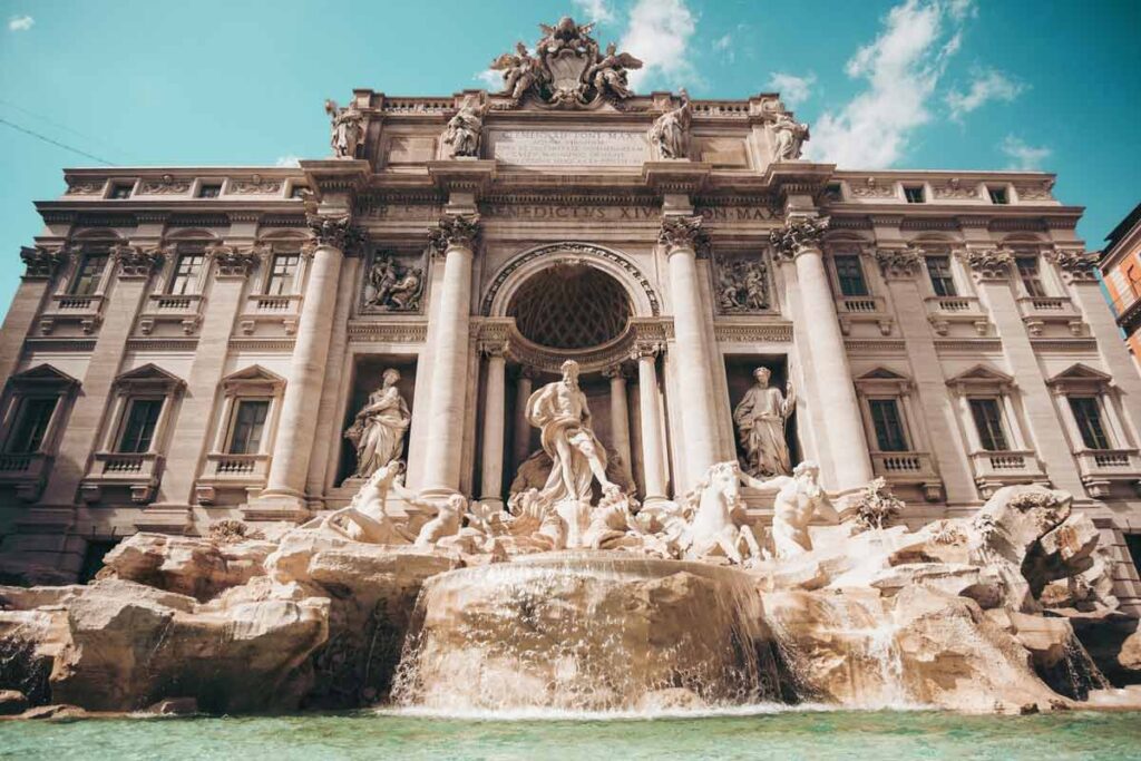 Famous Trevi fountain in Italy as a place to propose