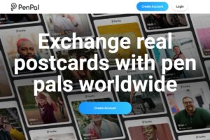 PenPal desktop preview is shown, the site to find a pen pal on