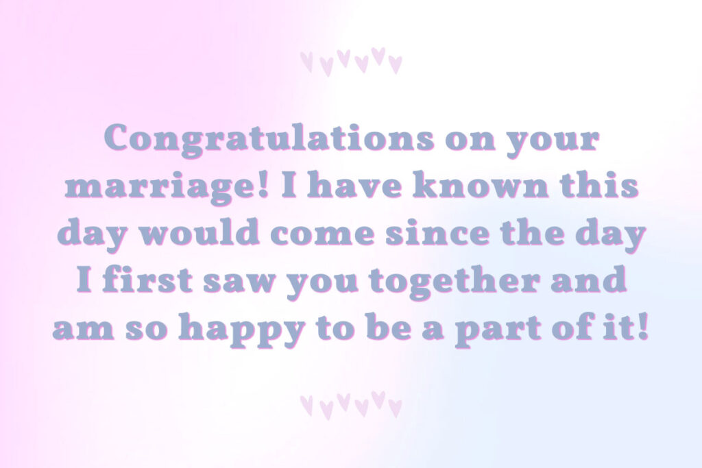 An example of a personal message to write in a wedding card