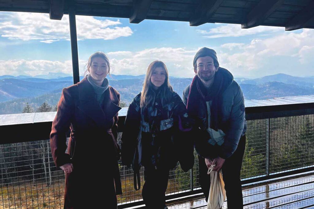 MyPostcard social team at the top of the Attersee observatory tower