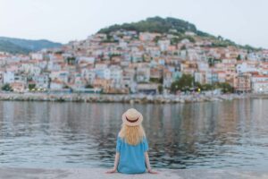 A woman relaxing during a wekend getaway she planned