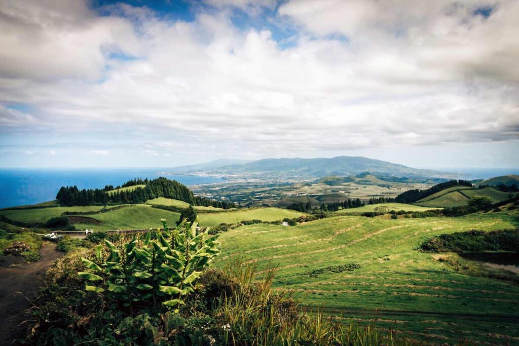 Azores islands viewing distant mountains