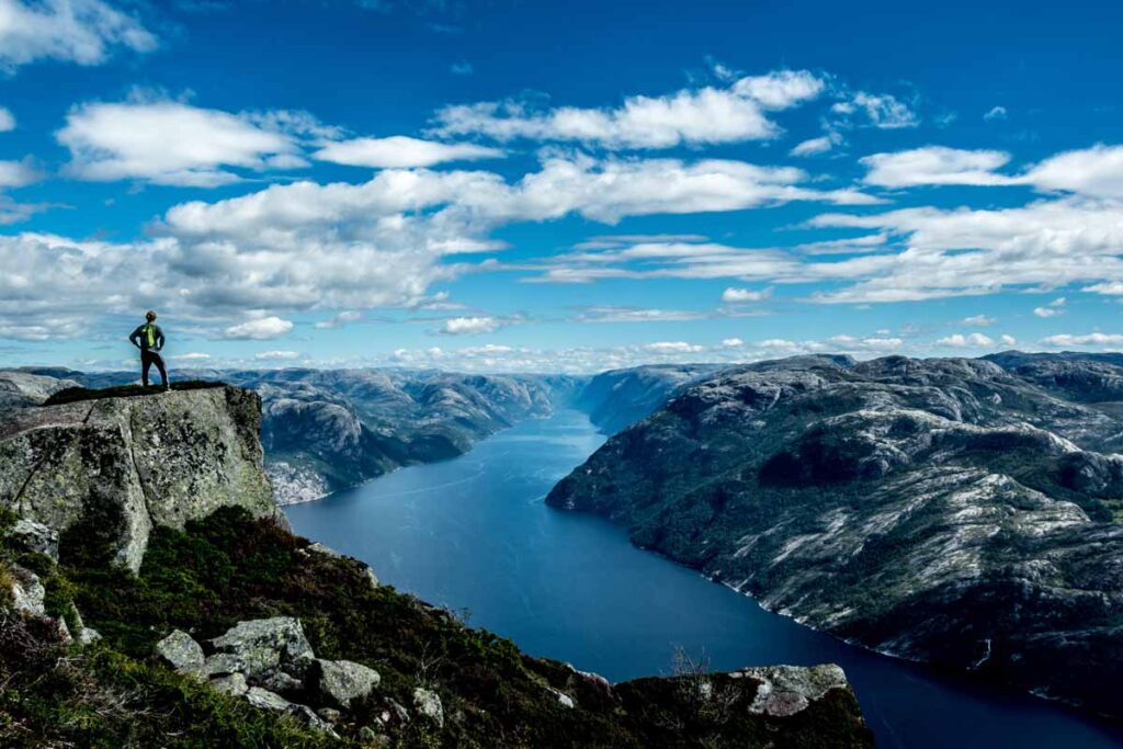A fjord in Norway, one of the most sustainable destinations in the world