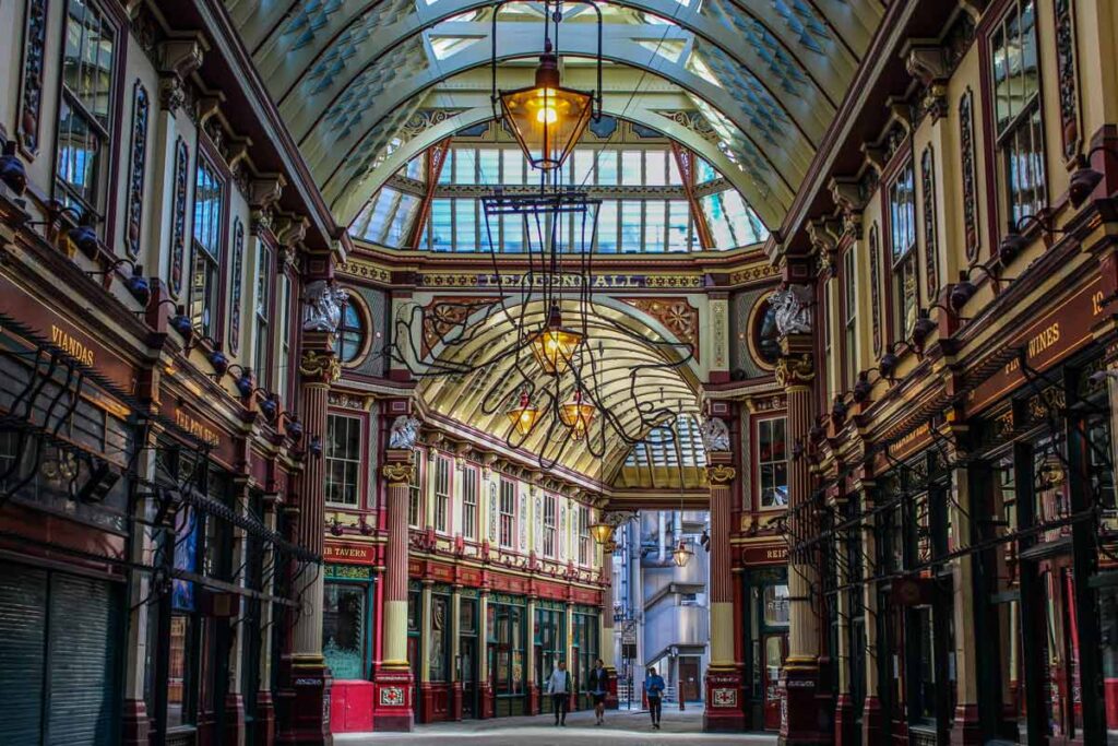 Leadenhall Market, one of the UK stops on our Harry Potter travel bucket list