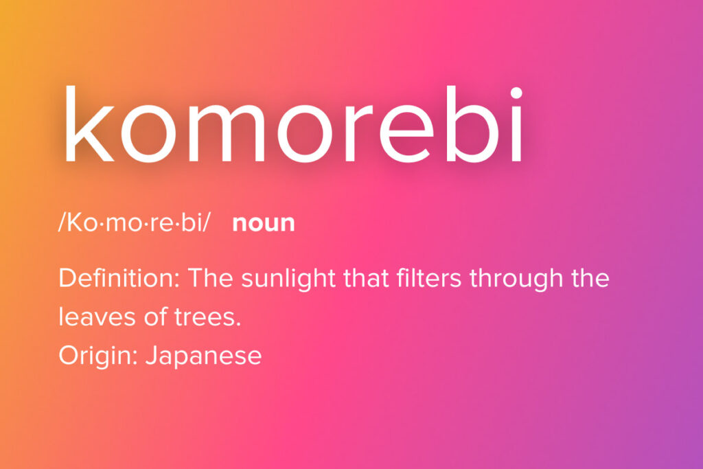Words about travel - komorebi from Japanese