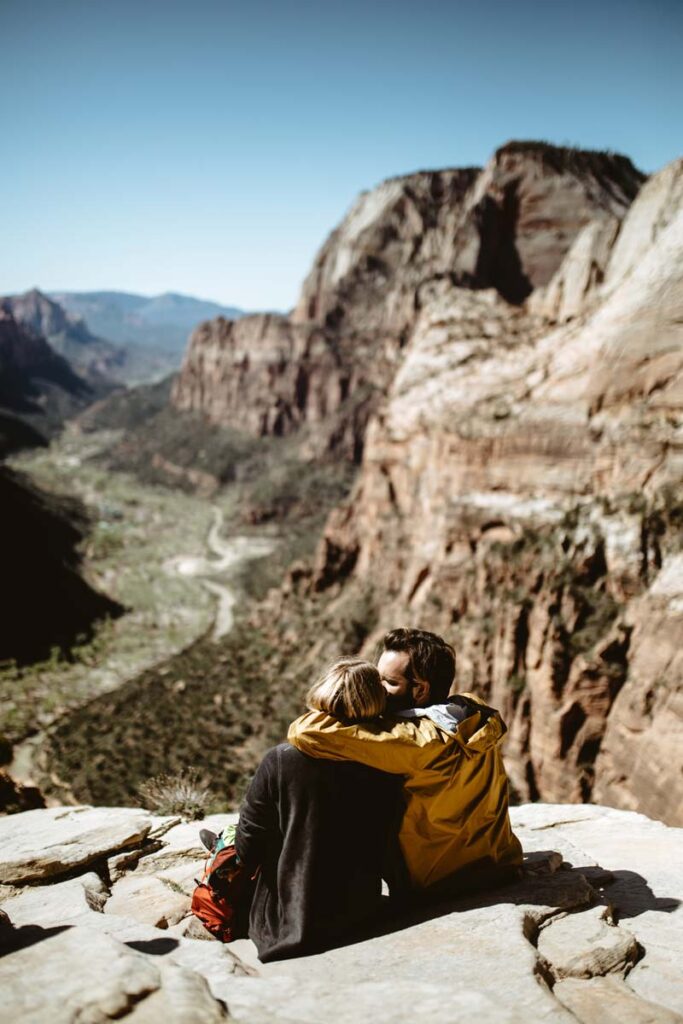 A couple on a unique hiking date 